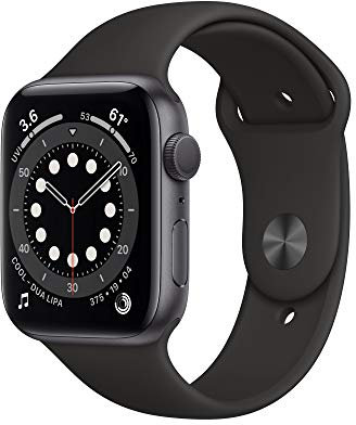 Apple Watch Series 6 (GPS, 44 mm) Cassa in alluminio grigio siderale con Cinturino Sport nero