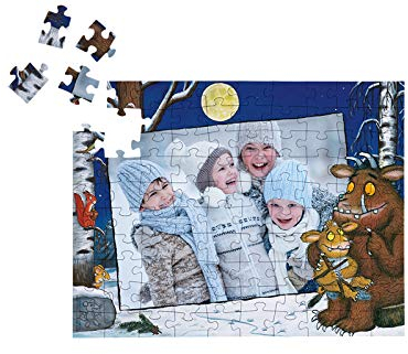 Fotopuzzle Grüffelo-Puzzle 100 Teile Grüffelokind mit eigenen Fotos: Personalisiertes Puzzle für Kinder, inkl. Grüffelo-Schachtel (Querformat)