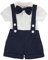 Gajaous Completi da gentiluomo per neonato, pagliaccetto con papillon a manica corta per bambini + pantaloncini con bretelle