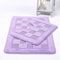 Night Zone Squares 2 Piece Bath Mat & Pedestal Set Non Slip Extra Absorbent Bathroom Toilet Rug Bath Mats Set (Lilac)