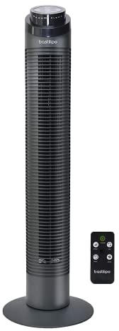 Bastilipo - Ventilador de torre con mando a distancia, 50W, de potencia - 3 velocidades negro, modelo Varadero