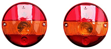 MelTruck® 2x Rund Rückleuchte mit Blinker 12V 24V für Anhänger Traktor Schlepper E20 SET