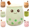 Kekeso Boba Plush Pillow Stuffed Toy Soft Lifelike Bubble Pearl Milk Tea Hugging Pillow Cartoon Plush Back Cushion Gift Toys (Green-big Eyes, 50cm/19.68inch)
