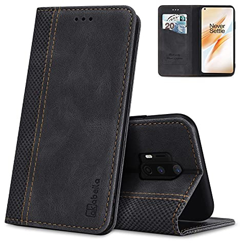 AKABEILA Hülle für OnePlus 8 Pro Handyhülle Leder Flip Case Ständer PU Brieftasche Schutzhülle Klapphülle Tasche Case mit [Kartenfach] [Standfunktion] [Magnetisch]