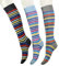 (3 PAIA) Calze donna gambaletto, elasticizzate, in pregiatissimo cotone filo di scozia con righe multicolore. 100% Made in Italy (Assort. 3)