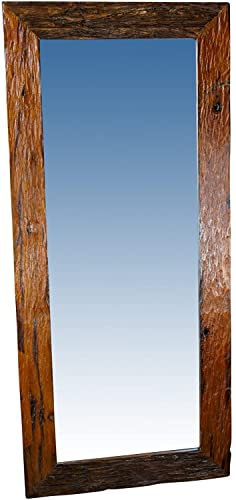 Kinaree Teak Altholz Spiegel Hanoi - Massivholz Wandspiegel aus Teakholz - Garderobenspiegel in rustikaler Optik geeignet Wohnzimmer, Flur und Schlafzimmer (XXL)