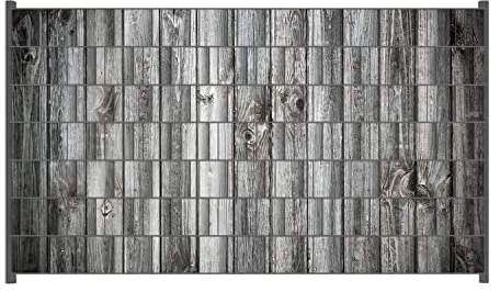 Wallario Zaun Sichtschutz Windschutz für EIN- und Doppelstabmattenzäune in der Größe Breite 2,50m x Höhe 1,40m, Motiv: Holz-Optik Textur hellgraues Holz Paneele Dielen mit Asteinschlüssen