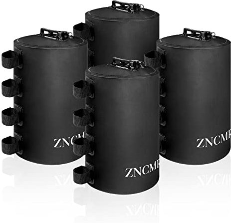 ZNCMRR Baldachin-Wassergewichtssack, 4 Stück, 100 kg, Wasserzelt-Gewichte, Set mit 4 Beingewichten für Pavillon, Pop-Up-Vordächer, Zelt (25 l, schwarz)