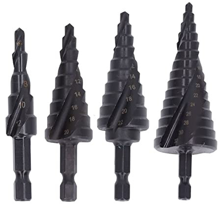 Foret étagé, Foret étagé en Acier à Grande Vitesse, Rainure en Spirale, Alésoir de Trou de Pagode, Outil à Queue Hexagonale, Forets Polyvalents pour le Travail des(15 marches (4‑32 mm))