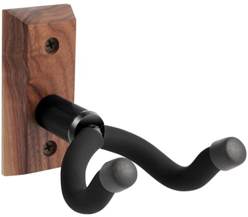 VEINTICO Gitarrenwandhalterung, Gitarrenaufhänger für Akustik- und E-Gitarren, Bass, Banjo, Mandoline, schwarzer Walnussholzsockel von