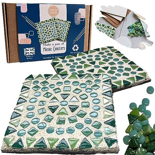Crafty You Crafty Me - Kits de sous-verre mosaïque pour adultes (vert), cadeaux d'artisanat fabriqués au Royaume-Uni
