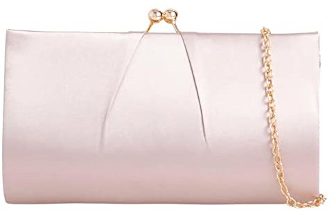 UShopUK Pochette in raso da sposa, ballo di fine anno, matrimonio, sera, festa, borsetta a mano, Nude, medium