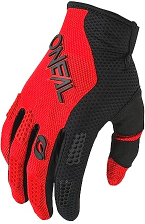 O'NEAL | Fahrrad- & Motocross-Handschuhe | MX MTB FR Downhill | Passform, Luftdurchlässiges Material | Element Glove RACEWEAR V.24 | Erwachsene | Schwarz Rot | Größe S