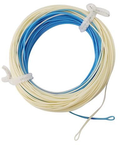 EUPHNG Allzweck-Fliegenschnur, schwimmend, WF2, 3, 4, 5, 6, 7, 30 m, mit geschweißter Schlaufe und Schnur-ID, Gewicht Vorwärts, Fliegenfischschnur (Himmelblau + Milch, WF4F)