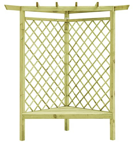 Tidyard Pergola d'angle avec Siège Pergola pour Roses ou Plantes grimpantes Pergola en Bois Jardin 130x130x197 cm Pin imprégné