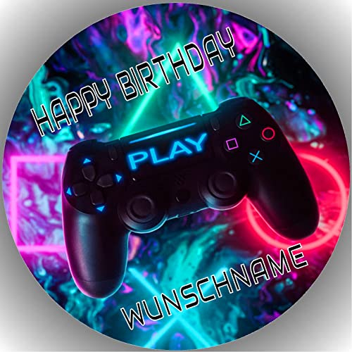 Fondant Tortenaufleger Tortenbild Geburtstag PLAYER/ZOCKER/GAMER personalisierbar WUNSCHNAME