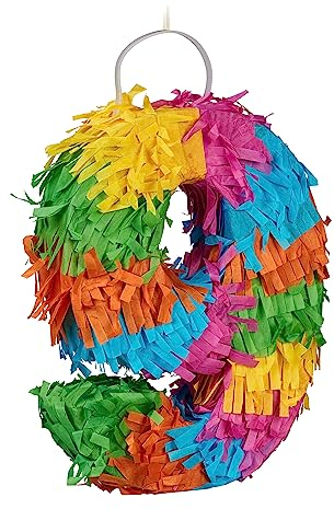 Relaxdays Pinata Zahl 9, befüllbare Mini Piñata, Geburtstag, Partypinata Kinder, zum Aufhängen, HBT 20 x 15 x 4 cm, bunt