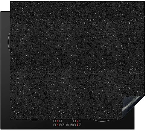 KitchenYeah© Herdabdeckplatte Einteilig Küche Herdabdeckung Induktionsfeld Ceranfeld Herdabdeckplatten Vinyl Matte Aufrollbar Granit - Schwarz - Grau - Dunkel - 58x51 cm