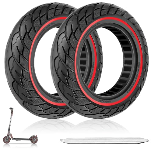Amitor Vollgummireifen 10x2.5-6.5 für Ninebot MAX G30 G30P G30LP, 10 Zoll Vollgummireifen Scooter Pannensichere, E Roller Honeycomb 60/70-6.5 Reifen Vollgummi Antirutsch & Abriebfeste(Slot 44), 2PCS
