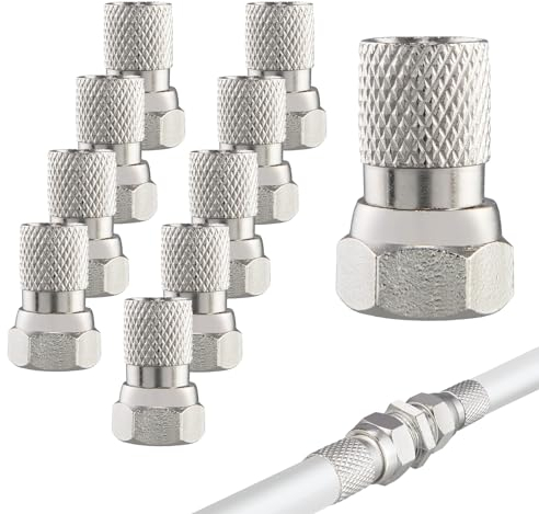 Set di 10 Connettori F da 7 mm per Antenna TV - Spinotti Coassiali per Cavo TV
