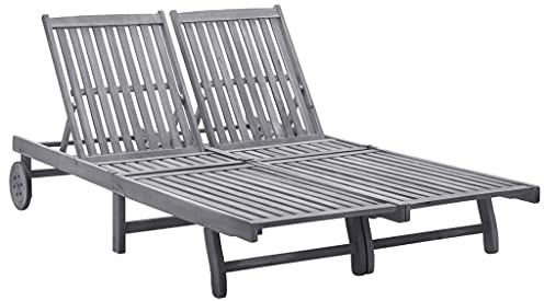 FIRBNUS 2-Personen-Sonnenliege Akazie Massivholz Holzliegestuhl Balkonmöbel Sonnenliege Balkon Sonnenliege 2 Personen Sonnenliege Holz Gartenliege Holz Gartenstuhl Holz Gartenmöbel Verstellbar