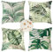 Outdoor Wetterfest Kissenbezug 65x65 cm 4er Set Grün Kissenbezüge Blatt Outdoor Kissen Wasserdicht Leinen Quadrat Sofakissen Dekokissen für Garten Terrasse Bank Stuhl Outdoor Heimdekoration Geschenke