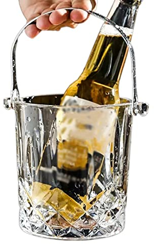MOOWI Eiskübel Hochwertiger Eiskübel aus Glas, 900 ml, transparenter Sektkübel for Zuhause, Party mit Griffen Hält eiskalt und trocken (Color : A)