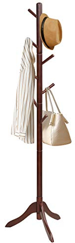 COSTWAY 175cm Garderobenständer mit 8 Haken, Kleiderständer aus Holz höhenverstellbar in Baumform, Jackenständer für Schlafzimmer, Wohnzimmer (Braun)
