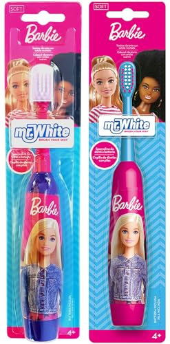 Barbie Battery Powered Electric Toothbrush for Kids – Soft Rounded Bristles, Enhanced Vibration, Protection Cap & Battery Included | Gentle & Fun Oral Care for Children Ages 4+