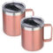 Volhoply - Juego de 2 tazas de café aisladas de acero inoxidable de 414 ml con tapa - Taza de café de viaje de doble pared al vacío con mango - Vaso reutilizable para mantener caliente