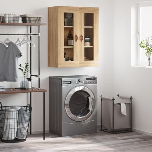 Hovothy Wandschrank 69,5x34x90 cm Badschrank Hängeschränke Wohnzimmer Badhänge Schrank Küchenschrank Hängend Badschrank Schmal Hängend Küche Wäscheraum Sonoma-Eiche
