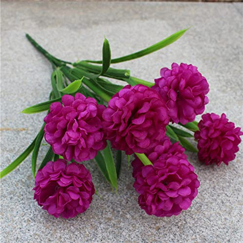 LVTFCO 7 Blütenköpfe, günstige Seide, Hortensien, künstliche Blumen, weiße Hochzeitsblumen, Kleiner Blumenstrauß, künstliche Blumen, Weihnachtsfeier, DIY-Dekoration, Fuchsia