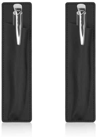 XIHIRCD 2pcs Magnetic Pen Holder, Minimalist Black Leather Pen Pouch for Fridge & Other Metal Surfaces, 6.69x1.69 inch