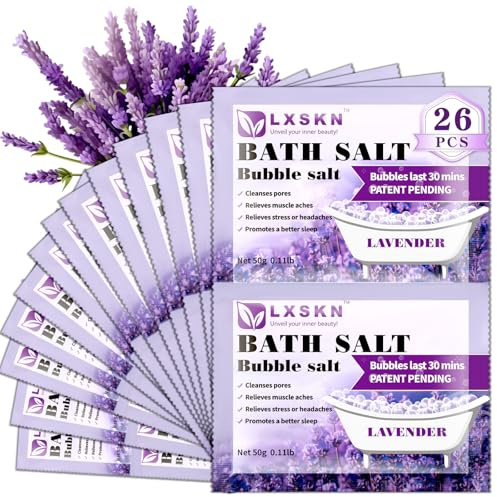LXSKN Badesalz – 26 Stück Basenbad, Einzeln Verpackte Epsom Salz Alternativen, 100% Natürliches und Reines Fussbad Zusatz für Frauen und Männer, Entspannt und Fördert Einen Besseren Schlaf