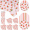 Erdbeer -Babyparty -Dekorationen, 56pcs/einstellbares Geschirrset serviert 10 Gäste Tischdecke Erdbeerpappteller, Tassen ＆ Servietten Erdbeerpartyzubehör, Erdbeerparty -Dekorationen