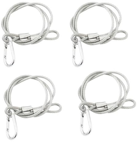 Yueser 4 Piezas Cables de Seguridad de Acero Inoxidable, 4mm*8cm Cable de Seguridad Candado de Cable Cable Acero para Colgar DJ Luz de Escenario Bicicleta