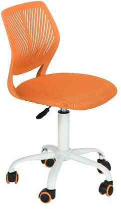 FurnitureR Sillas giratorias de Comedor, 1 Silla de Cocina, Silla Acolchada, Silla giratoria, cómoda Silla con Ruedas, Respaldo, Silla sin Brazos para Comedor, salón, Naranja