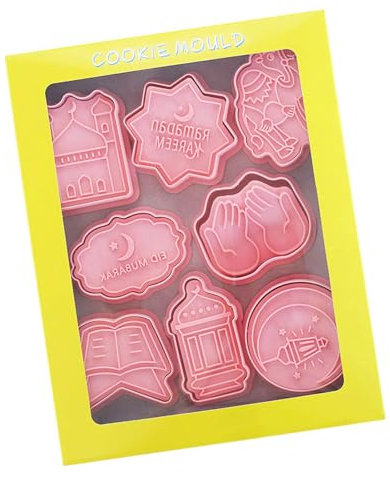 Eid Celebration Fondant-Keksstempel-Set, Eid-Thema, Fondantformen, Kekse, Stempel für Feiertags-Leckereien, 8 Stück