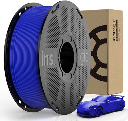 Inslogic Matte PLA Filament Blau 1.75mm 1kg 3D Druckfilament, 3D Drucker PLA Filament mit wiederverwendbarer ABS-Spule, Maßgenauigkeit +/- 0.02mm, kompatibel mit Bambulab Nachfüllfilament