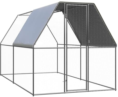ChicAbode Outdoor-Hühnerkäfig 2x4x2m Verzinkter Stahl Hühnerstall Freilaufgehege für Hühner Kleintiere, Hühnerhaus Kleintierstall