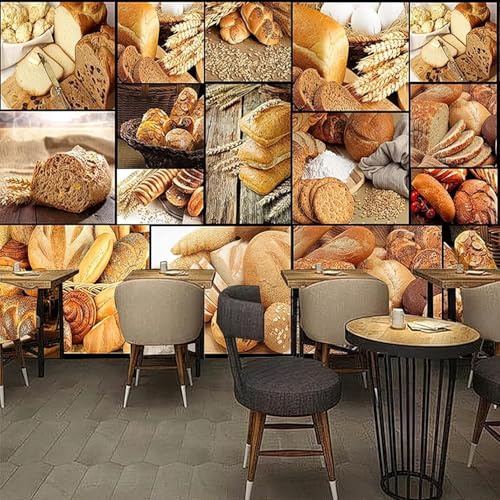 Fototapete Brot Frühstück Tapete 400 x 280 cm (WxH) Fototapeten Schlafzimmer Wohnzimmer Moderne 3D Effekt Wandtapete Vollkornbrot Vliestapete Wand Dekoration Poster Foto Tapeten q5182