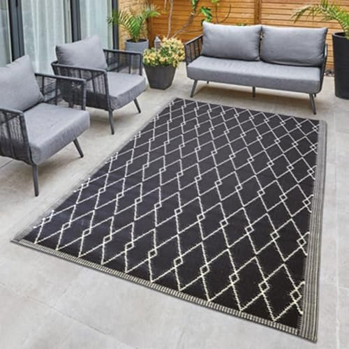 Bestlivings Outdoor Teppich Wetterfest und UV-Beständig (160x230cm / Raute) Teppich aus Kunststoff für Garten, Balkon, Terrasse - Outdoorteppich