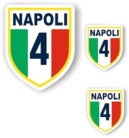 AMA SHOP Adesivo Sagomato Napoli Campioni D'Italia mod.3 |4° Scudetto | Sticker per Casco, Moto, Camper | + 2 ADESIVI DA 10 CM PER OGNI PEZZO cm.16