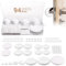 94 Stück Türstopper Wand Selbstklebend Transparent mit Reiseetui 8 Größen Selbstklebende Elastikpuffer Türpuffer Schutzpuffer Möbel Gummipuffer Selbstklebend Anschlagdämpfer für Türen Schränke Möbel