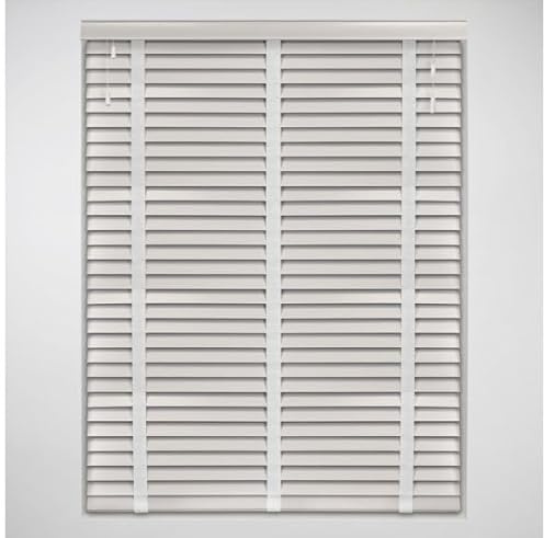 50mm Slat White Real Wood Venetian Blind With Tapes 120cm Drop, 100cm | White real wood Venetian blind with Tapes. 50mm slats. 100cm width x 120cm drop. Stylish and durable finish.