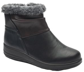 Cushion Walk Winter Warm Lined Ankle Boots Womens Padded UK 4-8 (Whitney Black, 3, UK Footwear Size System, Adult, Women, Numeric, Medium, 3)