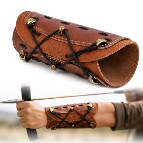 BOROCO Bogenschießen Armschutz Universeller Traditioneller Armschutz aus Leder für Erwachsene und Kinder zum Schießen und Jagen
