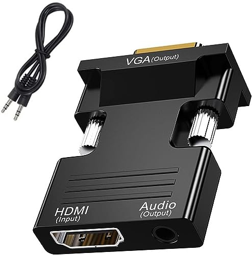 Aolirot HDMI to VGA Adapter with 3.5 mm Jack Plug for Computer Projector, Laptop, PC, Monitor, Projector and HDTV