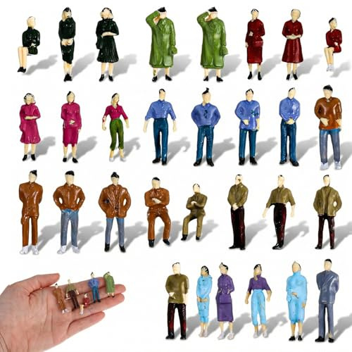 Dplolng 30 Pcs Mini People Figurines,1: 50 Scale Tiny People Figurines Plastic Miniature Figuriner Sitting Standing Model for Miniature Scenes Dollhouse Accessory DIY Decor