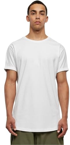 Urban Classics Herren T-Shirt Long Shaped Turnup Tee, lässiges T-Shirt für Männer, in langem Schnitt, white, XXL